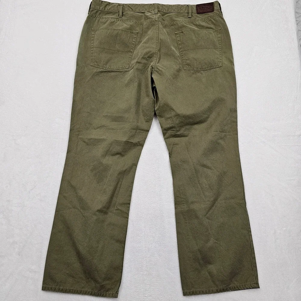 Polo Ralph Lauren Pants Mens 42x30 Olive Green Cotton Twill Straight Safari